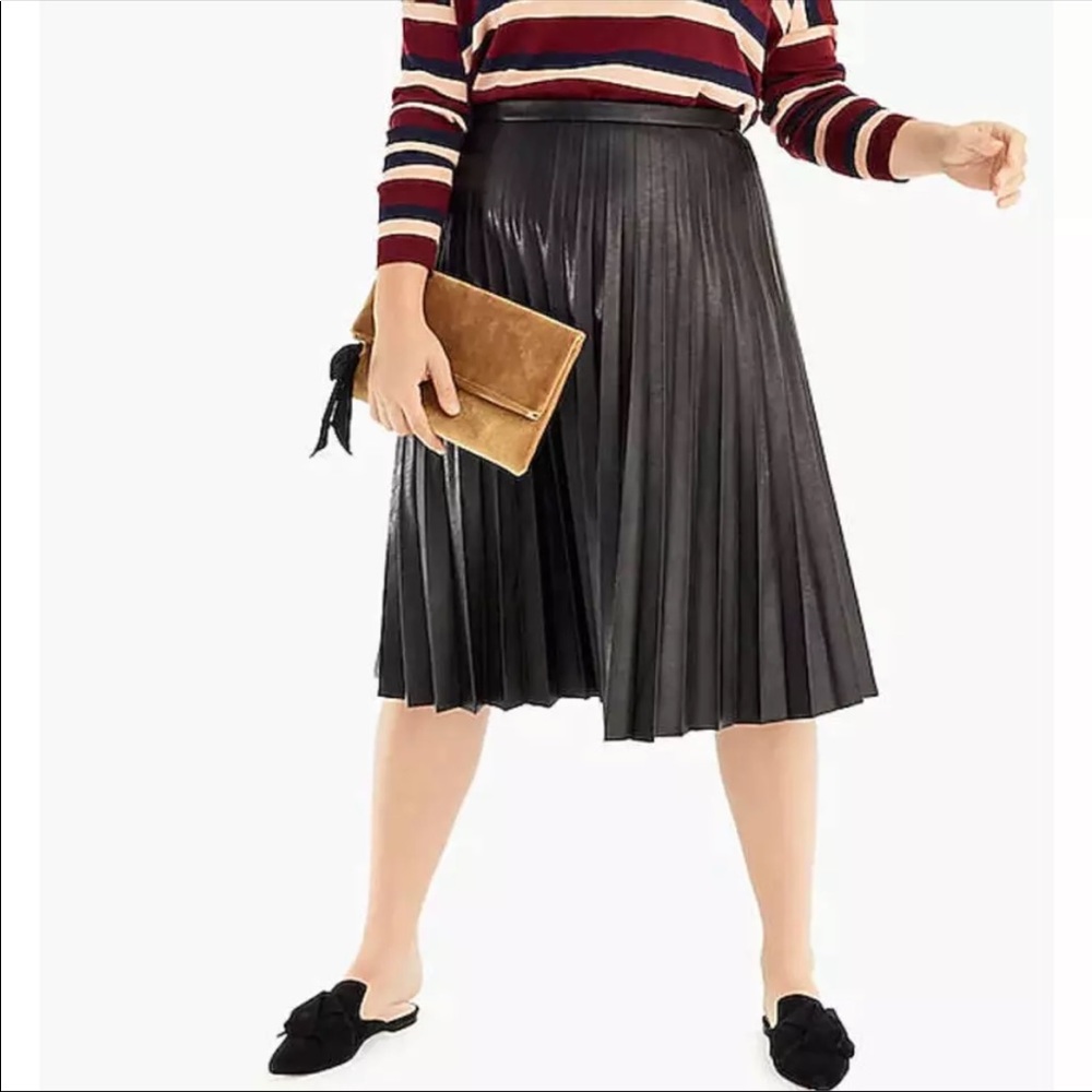 JCrew Faux Leather Pleated Skirt